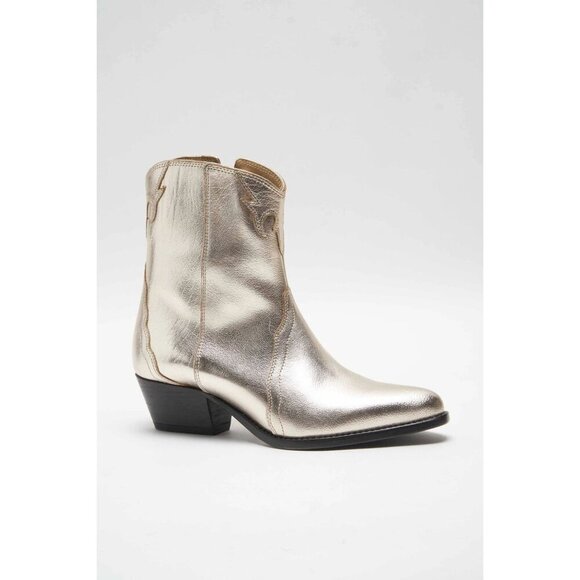 Free People New Frontier Western Boots in Gold 38.5 with Box Womens Bootie - Picture 4 of 16